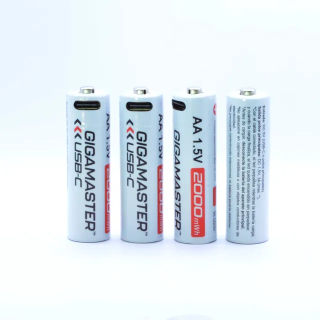 Pack 4 Pilas Aa Recargables  Ion Litio Usb Carga Directa