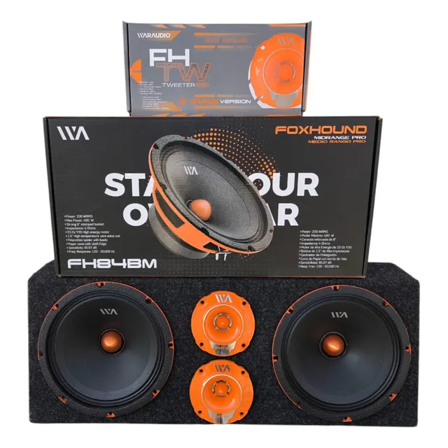 Par Medio Rango 8 Fh84bm + Tweeter Fhtw Waraudio +cajon Open