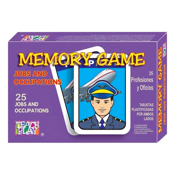 TEACH PLAY | Juego de Memoria para Niños y Adolescentes de 25 Profesiones y Oficios en Idioma Inglés | 50 Piezas | Juego de Mesa | Juego para Aprender Inglés | Memory Game Jobs and Occupations