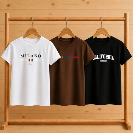 Kit 3 Camisetas Infantil 100% Algodão Verão Casual Masculina Branco - Marrom - Preto 16