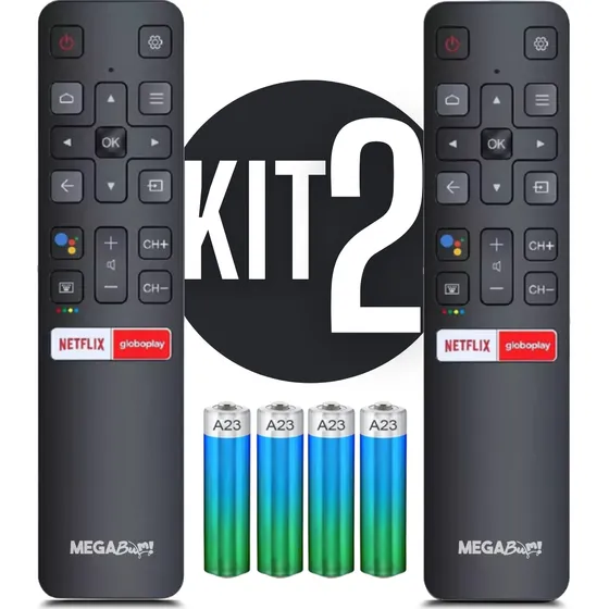 Kit 2 Controle Remoto Para Tv Tcl 4k Smart Android Teclas Netflix E Globoplay