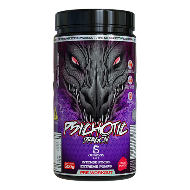 Suplemento Em Pó Psichotic Dragon Maça Verde 500g Demons Lab Suplemento Em Pó Psichotic Dragon Maça Verde 500g Demons Lab