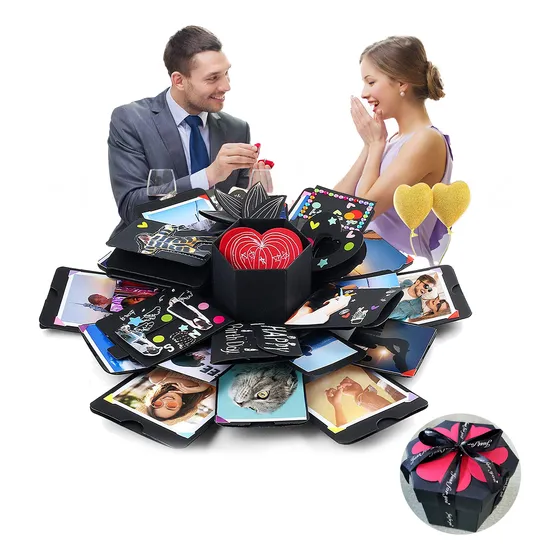 Caja De Regalo Explosión Con Forma Hexagonal Fotos Sorpresa 