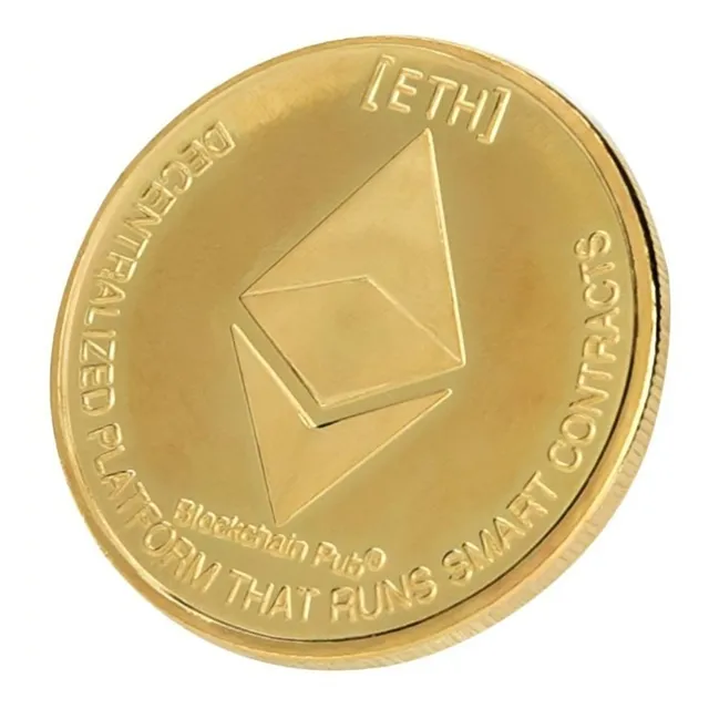 Ethereum Dorada Moneda De Colección Alta Calidad Blockchain