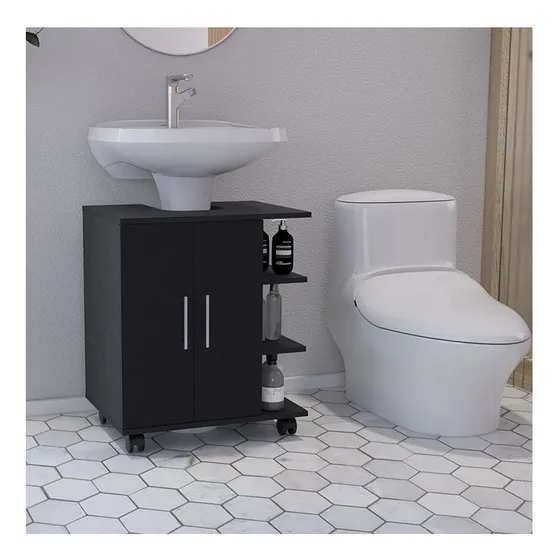 Mueble Para Lavamanos Pedestal Wengue #e