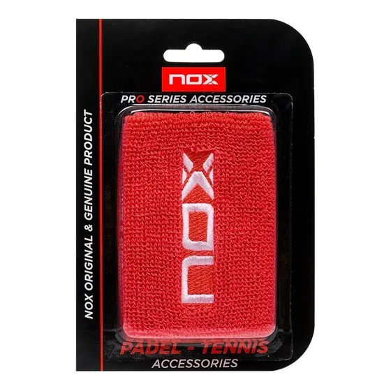 2 Muñequeras Largas Padel Nox Pro Series Confort Rojas