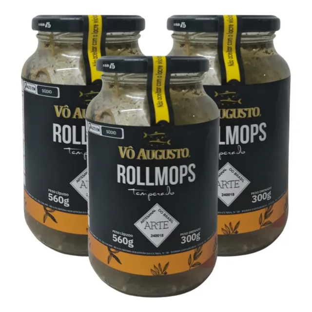 Kit 3 X Rollmops Conserva Temperado Ao Vinagrete Vô Augusto