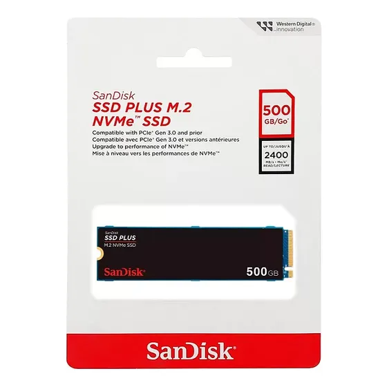 Sandisk Plus 2280 PCIe 3.0 SSD M2 de 500 GB Nvme SDSSDA3N-500g-G26