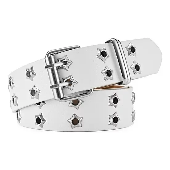 Cinturón Punk Star Eye Rivet Blanco Mujer