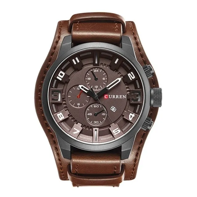 Reloj Grande Curren Hombre Malla Simil Cuero Gran Presencia