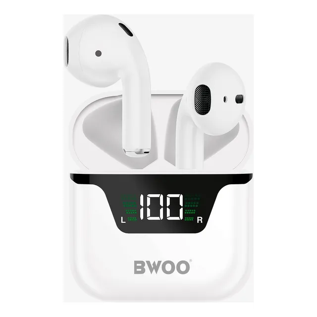 Auriculares Bluetooth Reducción Ruido Caja C Indicador Carga Color Blanco