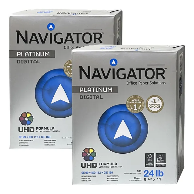 2 Papel Bond Navigator Carta 90gr De 500 Hojas (1000 Hojas)