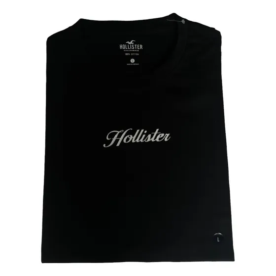 Camiseta Hombre Hollister L Original P415 Negra