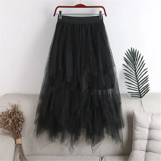 Vestido Largo Plisado Con Capas Y Falda De Tul De Malla Para