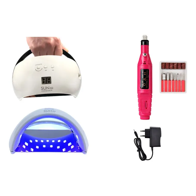 Kit Uñas Lampara Led Uv 48w Mas Pulidora De Uñas Eléctrica