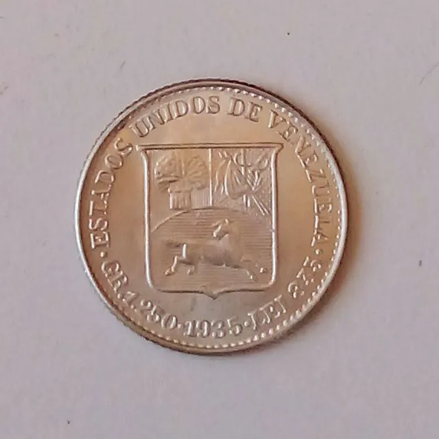 1/4 De Bolivar O Medio De Plata 1935