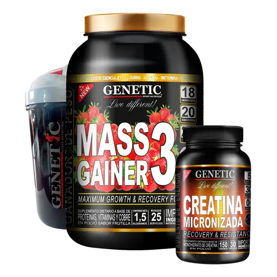 N°1 Fuerza Masa Muscular Gainer 1.5k Creatina Shaker Genetic
