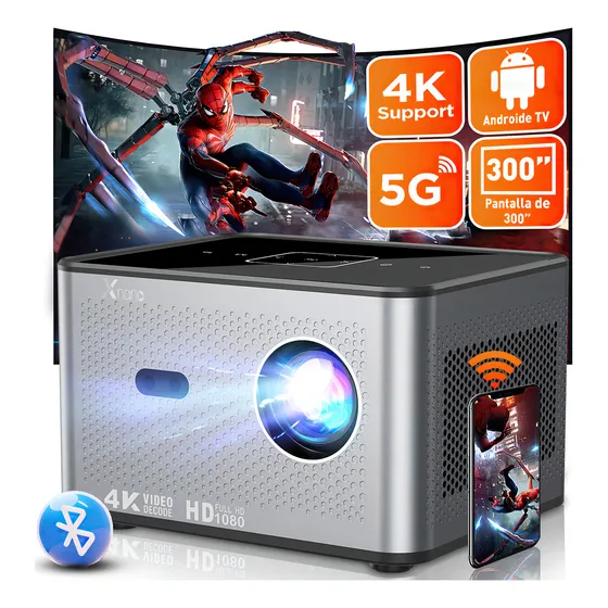 Proyector 4k Profesional Android 10.0 Ultra Hd 14000 Lúmenes Led 3 Gb Ram + 16 Gb Rom Bluetooth 5.0 Wifi 5g / 2.4g Sonido Hifi Con Puerto Rj45