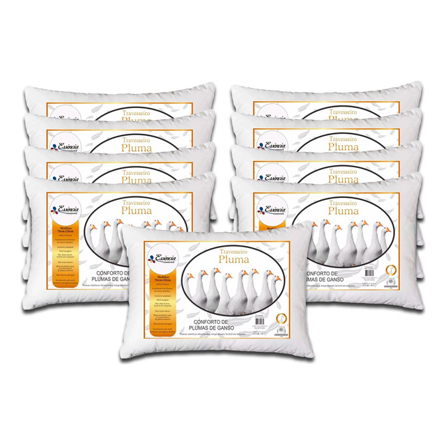 Kit 9 Travesseiros 100% Penas E Plumas de Ganso Macio Kit 9 Travesseiros 100% Penas E Plumas de Ganso Macio