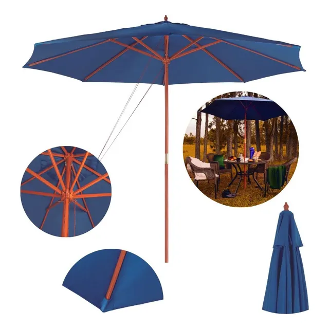 Ombrelone Central Guarda Sol Piscina Madeira 2,4m Azul Ombrelone Central Guarda Sol Piscina Madeira 2,4m Azul