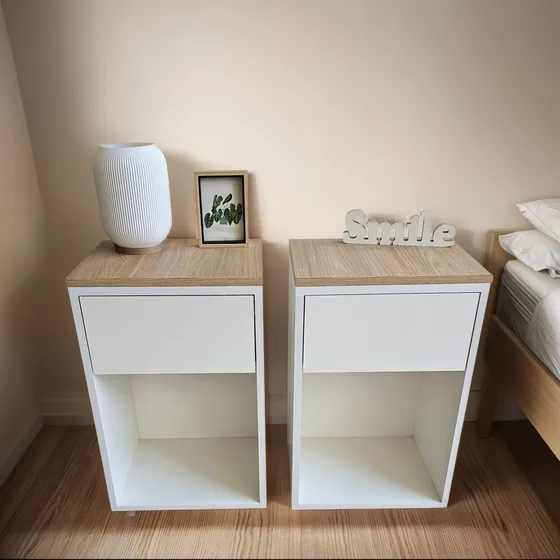 Mesitas De Luz (x2). Melamina. 1 Cajón. Nórdicas