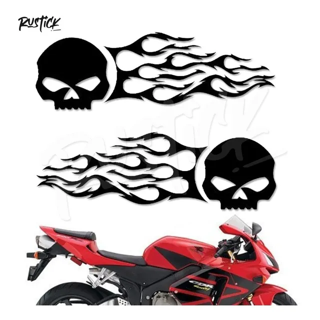 Calcomania Calavera En Llamas Tribal Harley Davidson Moto
