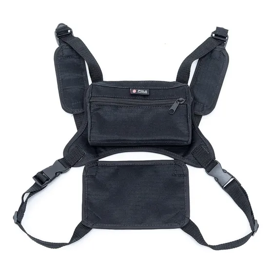 Pochete De Peito Chest Bag Fitness Caminhada Porta Documento Cor Preto Desenho do tecido Liso