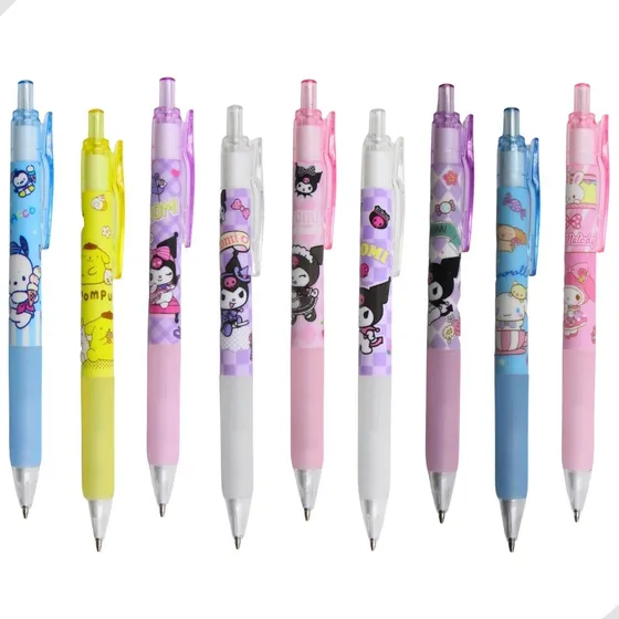 Kit 6 Lapiseiras Click Sanrio Turma Da Hello Kitty Kawaii