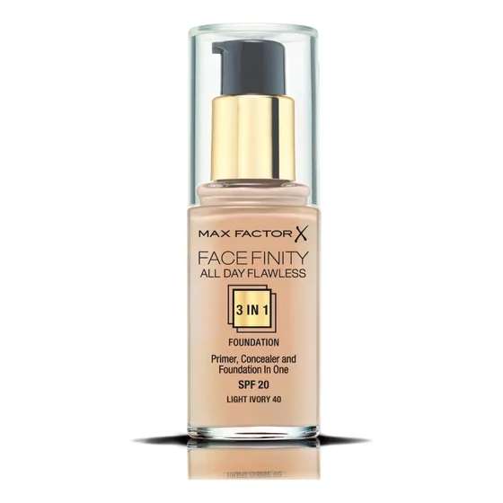 Base de maquillaje líquida Max Factor FaceFinity All Day Flawless Base de maquillaje vegana 3 en 1 All Day Flawless de Facefinity tono c40 light ivory - 30mL