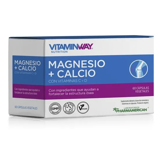 Vitamin Way Magnesio + Calcio Con Vitamina C Y D 60 Cápsulas