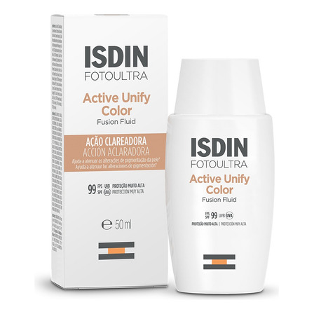 Protetor Solar E Clareador Facial Com Cor Active Unify Color Fps 99 50ml Isdin Protetor Solar E Clareador Facial Com Cor Active Unify Color Fps 99 50ml Isdin
