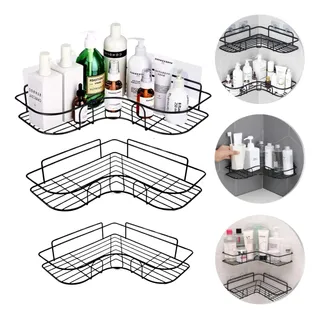 Kit 3 Porta Shampoo Suporte De Canto Prateleira Banheiro Box Kit 3 Porta Shampoo Suporte De Canto Prateleira Banheiro Box