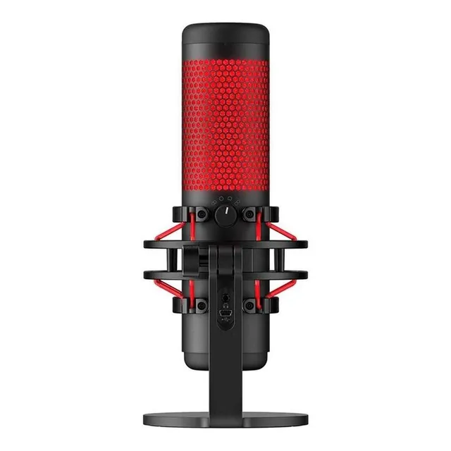 Microfono Gamer Hyperx Quadcast Rojo Negro Omnidireccional