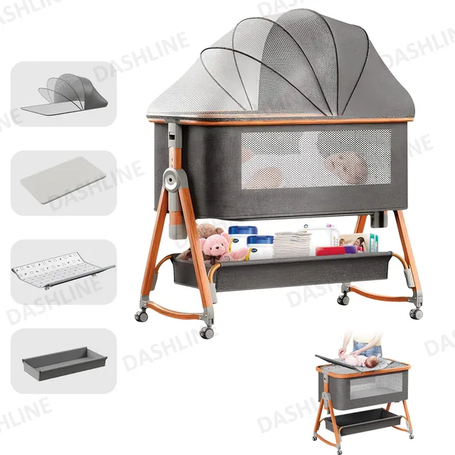 Cuna Plegable Con Colchón Mosquitera 4 Modos Para Bebé