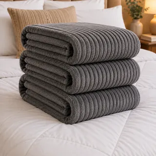 Dhalishop Cobertor Manta Casal Aveludada Canelada Super Macia Luxo Canelada 750 G