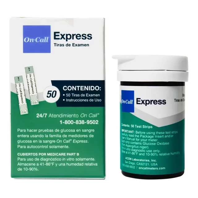 Tiras Reactivas Para Glucómetro Oncall Express - Caja Con 50