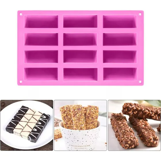 Moldes Silicona de 12 ranuras para barra cereal chocolate Pastelería CL