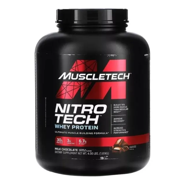 Suplemento En Polvo Muscletech Nitro Tech Whey Protein Prote Sabor Vainilla