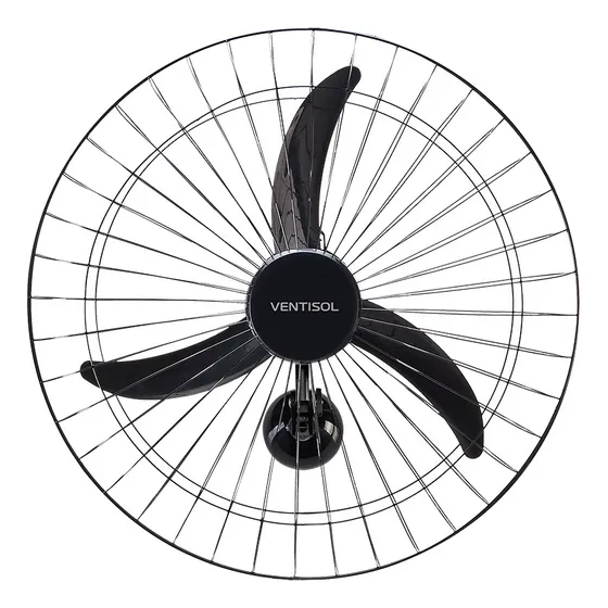 Ventilador de parede Ventisol Comercial preto 200w com 3 pás de plástico 60 cm de diâmetro 127v/220v