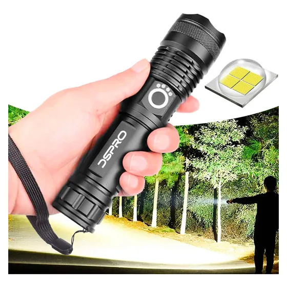Linterna Potente Recargable Militar Zoom Usb Lampara 5 Modos