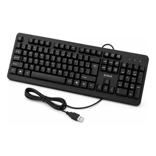 Teclado Ergonômico Escritório Qwerty Preto Português Usb Fio Preto P