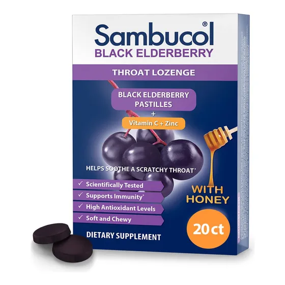 Pastilla Para La Garganta, Sambucol, Saúco Negro Con Vitamin