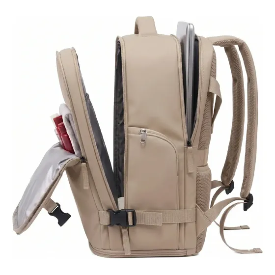 Mochila Carry On Avion Waggs MOCH03 Caqui Liso Porta Notebook