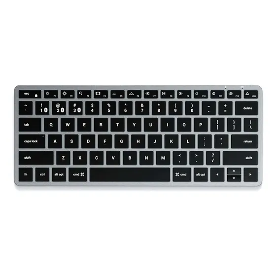 Teclado bluetooth Satechi Slim QWERTY inglês US cor cinza com luz branco