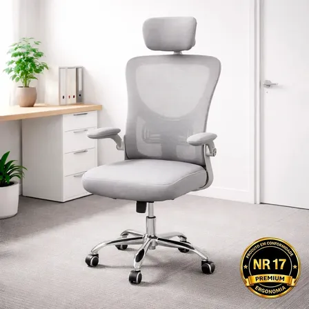 Cadeira Escritório Ergonômica Premium Nr17 Giratoria Regulagem Altura Suporte Lombar Reclinavel 130 Graus Suporta Cor Cinza C200 Corsair