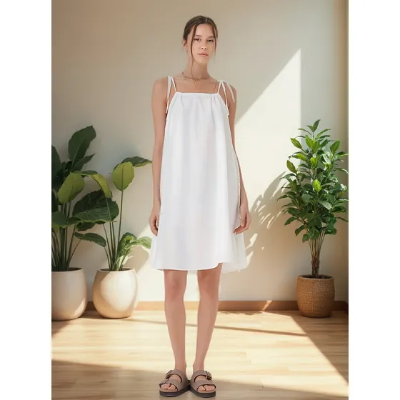 Vestido Rodas De Lino Con Detalle Plateado Guk4062 Arizona