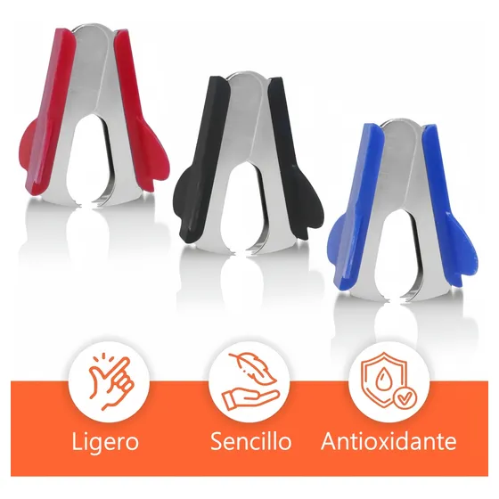 Set 3 Quitagrapas Compactos Inoxidables Con Colores Surtidos