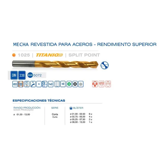 Mecha Punta Oro Titanio Diam 9.50 Mm Split Point
