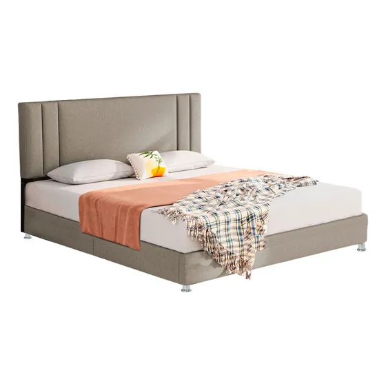 Combo Cama King Con Colchon Lupe Taupe + Almohadas