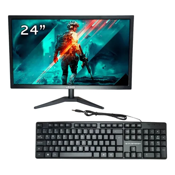 Kit 1 Monitor Led 24 Full Hd 60hz Mais Teclado Com Fio